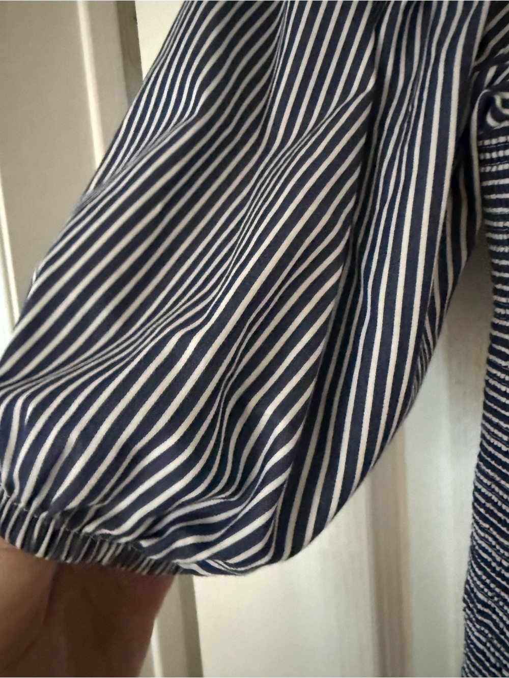 Nation LTD Navy & White Striped Square Neck Puff Sleeve Top - Picture 8 of 9